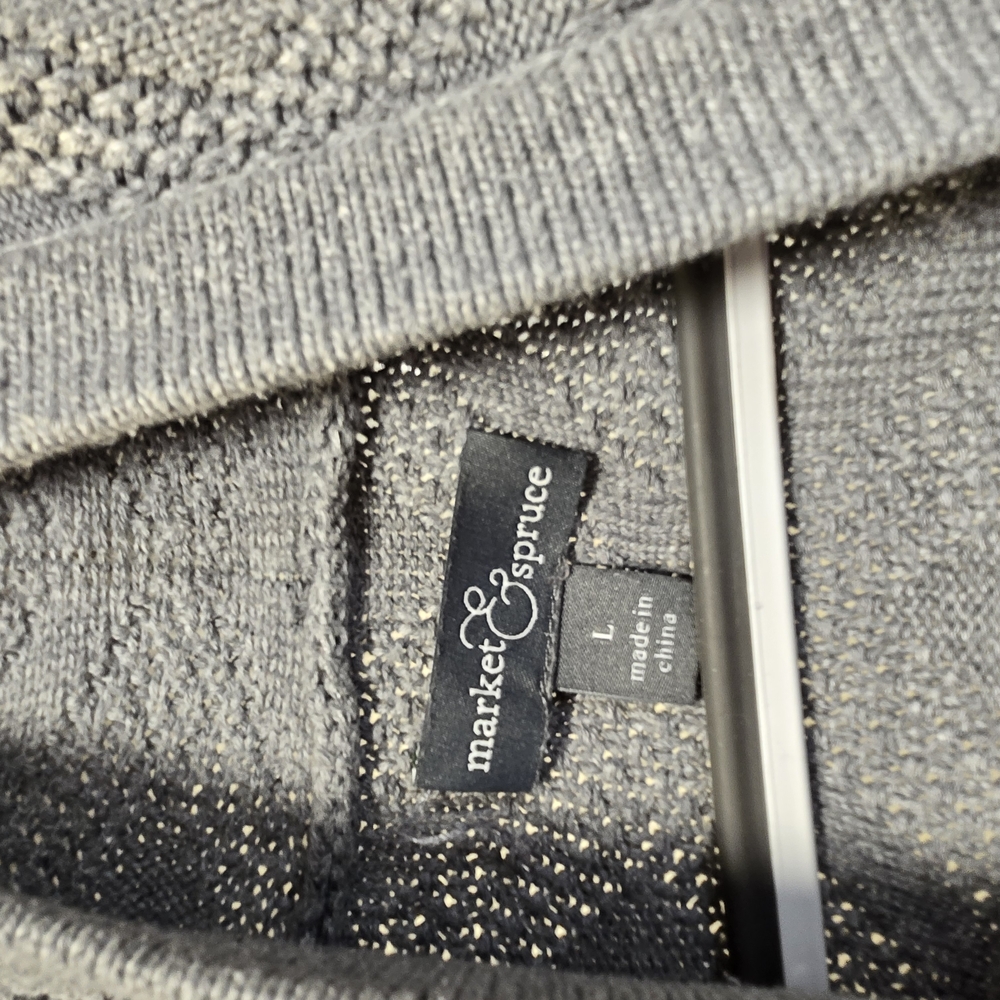 Market & Spruce Gray Cardigan with Knit Texture
